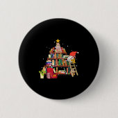 Badge Rond 5 Cm Librarian And Book Lover Christmas Library Tree Li (Devant)