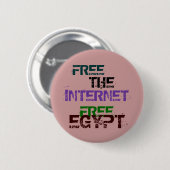 BADGE ROND 5 CM LIBRE L'INTERNET GRATUIT EGYPTE (Devant & derrière)