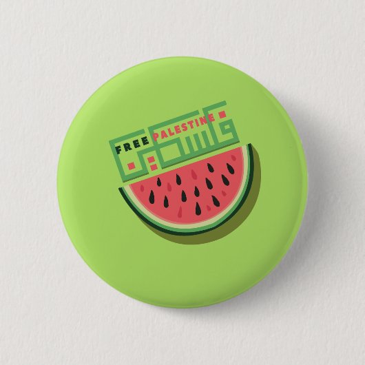 BADGE ROND 5 CM LIBRE PASTÈQUE PALESTINE (Devant)
