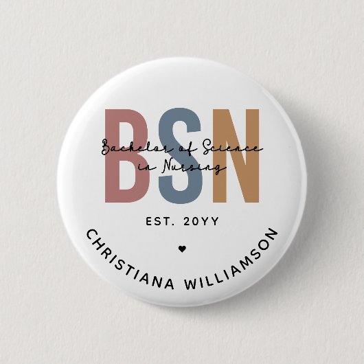 Badge Rond 5 Cm Licence BSN en sciences infirmières sur mesure (Devant)