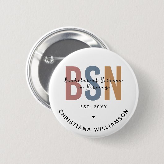 Badge Rond 5 Cm Licence BSN en sciences infirmières sur mesure (Devant & derrière)