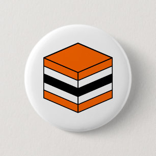 Badge Rond 5 Cm Licorice All Sort - orange, blanc et noir