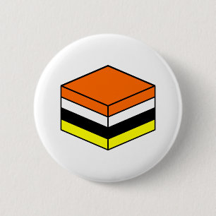 Badge Rond 5 Cm Licorice All Sort - Orange, Blanc, Jaune et Noir