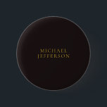 Badge Rond 5 Cm Licorice Black Gold Minimalist Plain Modern Name<br><div class="desc">Modern minimalist plain design</div>