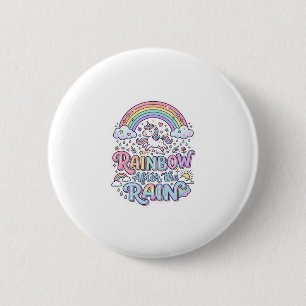 Badge Rond 5 Cm Licorne Arc-en-ciel après la pluie Premium Vector