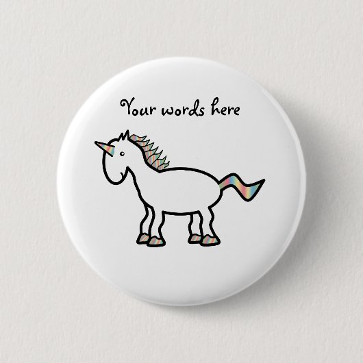 Badge Rond 5 Cm Licorne blanche d'arc-en-ciel (Devant)