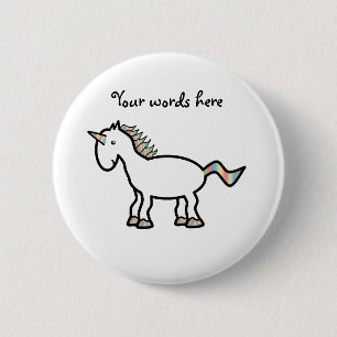 Badge Rond 5 Cm Licorne blanche d'arc-en-ciel