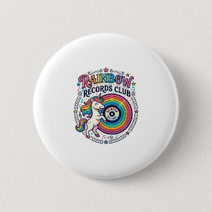 Badge Rond 5 Cm Licorne Club de disques Arc-en-ciel Fond Blanc Mig