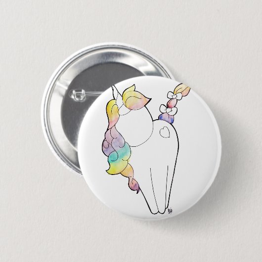 Badge Rond 5 Cm Licorne d'arc-en-ciel (Devant & derrière)