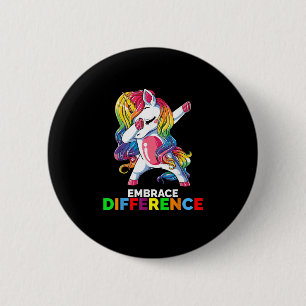 Badge Rond 5 Cm Licorne de la différence Embrasser la sensibilisat