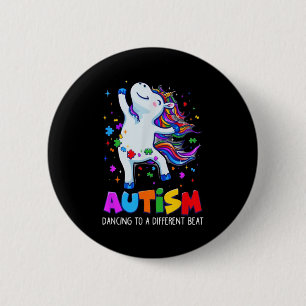 Badge Rond 5 Cm Licorne de sensibilisation à l'autisme en train de