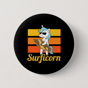 Badge Rond 5 Cm Licorne de surf Surfant Licorne de surf Surf Surfe
