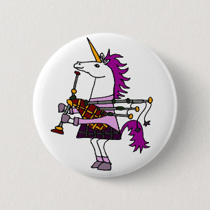 Badge Rond 5 Cm Licorne drôle jouant l'art de cornemuses