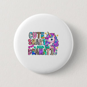 Badge Rond 5 Cm Licorne drôle mignonne intelligente et un peu dram