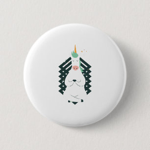 Badge Rond 5 Cm Licorne en posture de yoga