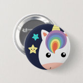 Badge Rond 5 Cm Licorne et étoiles (Devant & derrière)