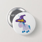 Badge Rond 5 Cm licorne farfelue sorcière (Devant & derrière)