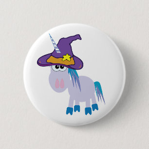Badge Rond 5 Cm licorne farfelue sorcière