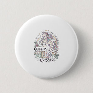 Badge Rond 5 Cm Licorne Fleur Céleste Licorne Premium Vecteur Typo