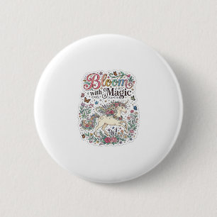 Badge Rond 5 Cm Licorne Fleurir avec la Typographie Vectorielle Pr