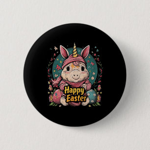 Badge Rond 5 Cm Licorne - Funny Happy Pâques - Œuf Garçons Filles