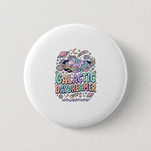 Badge Rond 5 Cm Licorne Galactique Rêveuse Kawaii Autocollant et T