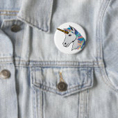 Badge Rond 5 Cm licorne holographique (En situation)