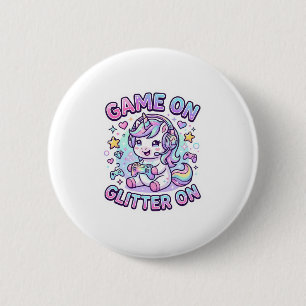 Badge Rond 5 Cm Licorne Jeu Sur Paillettes Sur Graphisme Merch De