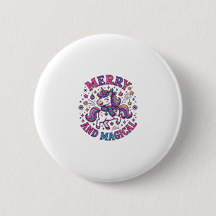 Badge Rond 5 Cm Licorne Joyeuse et Magique