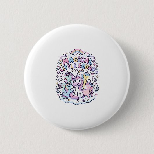 Badge Rond 5 Cm Licorne Magical Little Squad Conception Graphique (Devant)