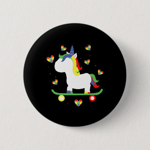 Badge Rond 5 Cm Licorne Magique de skate Autistique Mignonne Cœurs