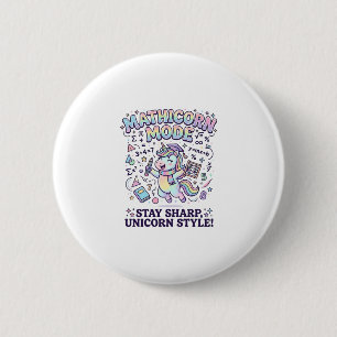 Badge Rond 5 Cm Licorne Mathicorne Mode Charmant Fond Blanc D