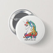 Badge Rond 5 Cm Licorne mignonne d'arc-en-ciel d'aquarelle (Devant & derrière)