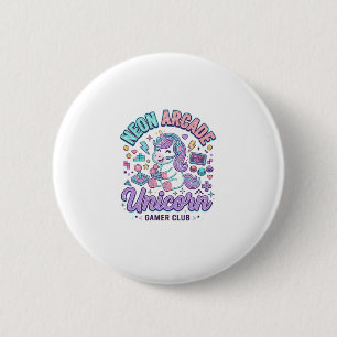 Badge Rond 5 Cm Licorne Néon Arcade Licorne Produit de Style Rétro