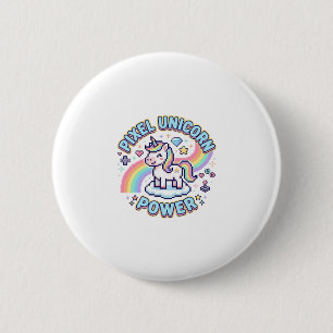 Badge Rond 5 Cm Licorne Pixel Licorne Puissance Conception Graphiq