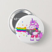 Badge Rond 5 Cm Licorne pourpre - arme à feu (Devant & derrière)