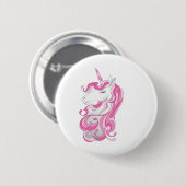 Badge Rond 5 Cm Licorne Rose (Devant & derrière)