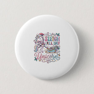 Badge Rond 5 Cm Licorne Traîneau Toute La Journée Licorne Adorable