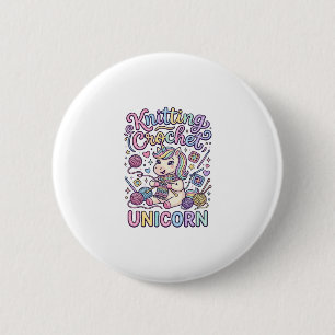Badge Rond 5 Cm Licorne Tricot Crochet Licorne Charmant Fond Blanc