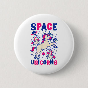 Badge Rond 5 Cm Licornes de l'espace extérieur d'astronaute Licorn