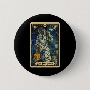 Badge Rond 5 Cm L'idiot de la lune Werewolf (l'idiot) Tarot d'Hall