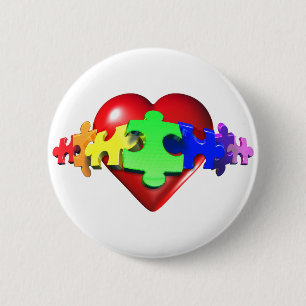 Badge Rond 5 Cm Liens de puzzle de coeur