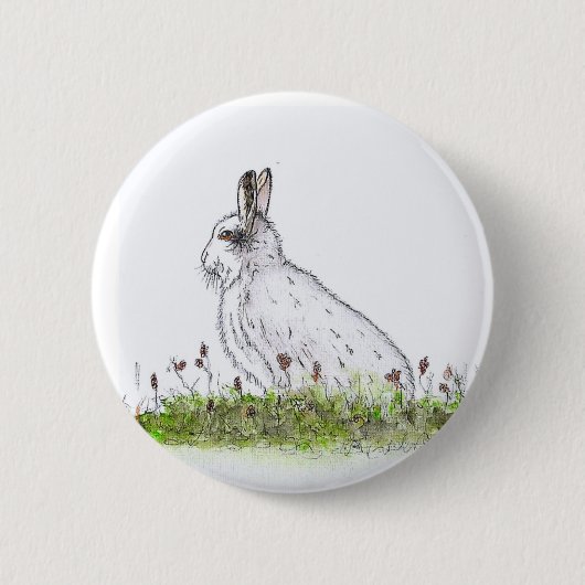Badge Rond 5 Cm Lièvre de neige (Devant)