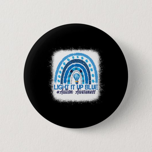 Badge Rond 5 Cm Light It Up Blue Rainbow (Devant)