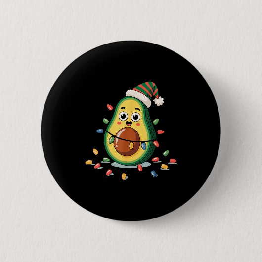 Badge Rond 5 Cm Lighting Avocado Ugly Christmas Sweater Guacamole (Devant)