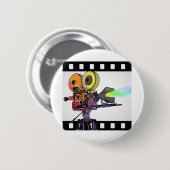 Badge Rond 5 Cm Lights Camera Action! (Devant & derrière)