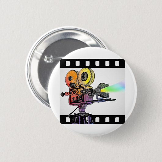 Badge Rond 5 Cm Lights Camera Action! (Devant & derrière)