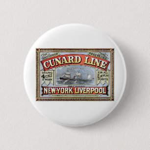 Badge Rond 5 Cm Ligne affiche de Cunard de New York Liverpool