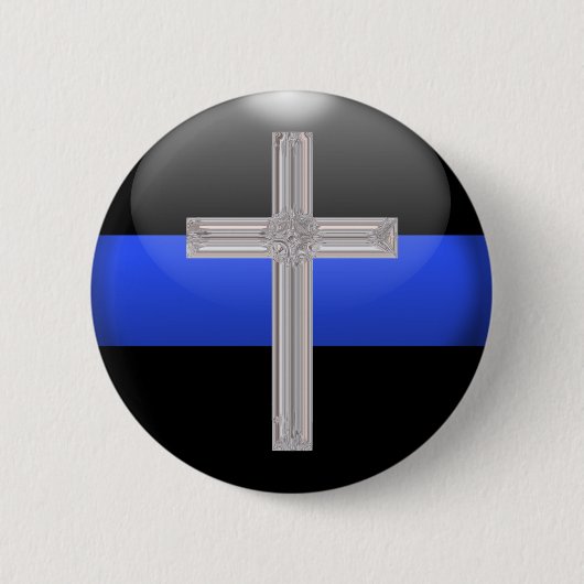 Badge Rond 5 Cm Ligne Bleue Mince Prière Pour La Sécurité (Devant)