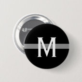 Badge Rond 5 Cm Ligne gris mince Agent correctionnel Monogramme (Devant & derrière)